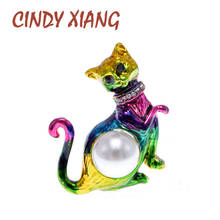 CINDY XIANG Enamel Colorful Cat Brooches for Women Animal Pin Fashion Jewelry Cute Cartton Kitty Jewelry High Quality 2024 - buy cheap