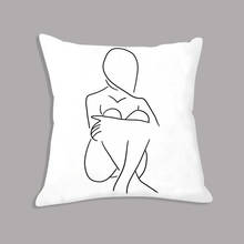 Capa de almofada decorativa branca, capa de almofada de pelúcia abstrata minimalista para corpo e menina, decoração de sofá 2024 - compre barato