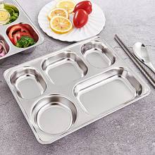 High Quality Stainless Steel Divided Dinner Tray Lunch Container Food Plate for School Canteen 3/5/4 Sections 2024 - buy cheap