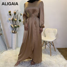 Eid Mubarek Abaya Dubai Turquía hiyab de satén musulmán vestido India americana Europea ropa Islam Vestidos para las mujeres de Omán Vestidos 2024 - compra barato