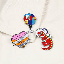 Broches para glúteos de dinosaurio payaso globo Joker Barco de la suerte Corazón de dibujos animados mochila alfileres esmaltados insignia de personalidad regalo para niños 2024 - compra barato