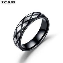 ICAM 8 мм черное кольцо из нержавеющей стали для мужчин обручальные кольца саржевое крутое Винтажное кольцо 2024 - купить недорого