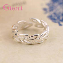 Anel de prata esterlina 925 original design original abertura anéis de dedo vazados folhas padrão mulheres meninas joias fashion de alta qualidade 2024 - compre barato