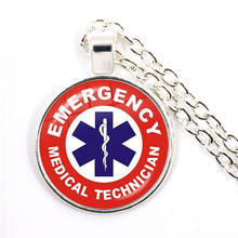 EMT Medical Symbol Pendant Necklace Emergency Medical Technician Quote LOGO 25mm Glass Cabochon Sweaterchain Jewelry For Gift 2024 - buy cheap