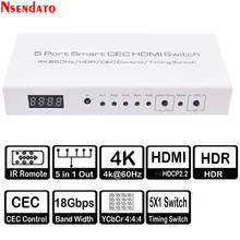 4K*2k 5 In 1 Out HDR HDMI Adapter Switch 5 Port Smart CEC HDMI Timing Switch With IR Romote for Dolby DTS HD LPCM HDTV PS3 PS4 2024 - buy cheap