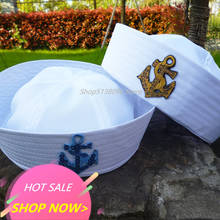 Sombrero de capitán marino para niño, gorra con ancla de barco náutico, vestido de enfermera, militar, color blanco 2024 - compra barato