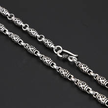 BOCAI S925 Sterling Silver Necklace 2022 New Fashion Retro Cross Totem Cylinder Bamboo-chain Argentum Jewelry for Men Women 2024 - buy cheap