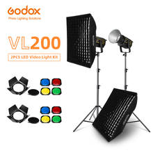 Godox VL200 200W 5600K blanca luz LED para vídeo de salida continua + 70x10 0cm, rejilla Softbox + 2,8 m soporte de luz Luz de estudio 2024 - compra barato