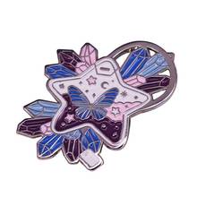 Fantasy Romantic Crystal Cluster Butterfly Enamel Pin Starry Galaxy Magic Potion Star Lock Brooch Badge 2024 - buy cheap