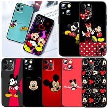 Funda de silicona negra de Mickey Mouse de Disney para iPhone 12 Mini, 11 Pro, XS, Max, XR, X, 8, 7, 6S, 6 Plus, 5S, SE 2020 2024 - compra barato