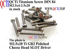 Tornillo de titanio DIN 84 M2.5 M2.5x4 M2.5x5 M2.5x6 M2.5x8 M2.5x10 M2.5x12 M2.5x16 M2.5x20, destornillador de ranura para cabeza de queso Ti GR2 pulido 2024 - compra barato