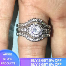 High Quality 3Pcs/Set Zircon CZ Engagement Rings For Women Tibetan Silver  Bridal Rings Set Wedding Bands Fashion Jewelry 2024 - buy cheap