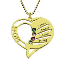 StrollGirl ожерелье из стерлингового серебра 925 пробы с гравировкой в виде сердца и камней на день рождения персонализированные именные воротники подарок на день матери 2024 - купить недорого