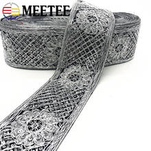 Fita étnica prateada para sapatos de costura, 3/5m 78mm, faixa de cinta, vestido, decoração, bordado, rendas, acessórios de costura diy 2024 - compre barato