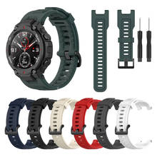 Pulseira para smartwatch amazfit t-rex, bracelete de silicone original com fivela preta para relógio inteligente xiaomi huami amazfit t-rex 2024 - compre barato
