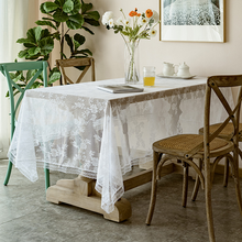 Mantel Rectangular de encaje francés para boda, fiesta, Hotel, elegante, blanco, cubiertas de mesa de comedor, decoración 2024 - compra barato