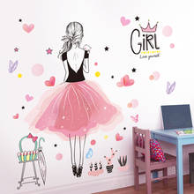 Cartoon Girl Wall Stickers DIY Kids Rooms Mural Decals for Internet Celebrity Bedroom Children Nursery Home Decoration Wallpaper 2024 - buy cheap