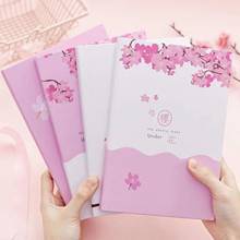 Livro de papelaria kawaii sakura 2021, linha de livro, agenda, diário, mensal, bloco de notas, rosa 2024 - compre barato