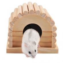 Hamster brinquedo de madeira villa casa de madeira natural escada em arco hamster hideout casa 2024 - compre barato