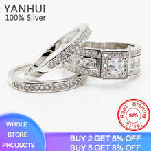 YANHUI New Design Fashion 3pcs Crystal Ring Set Luxury Stacking Rings For Women Tibetan Silver S925 Wedding Jewelry Women Gift 2024 - buy cheap