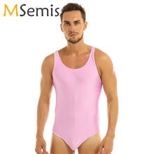 Mens Ballet Dancewear Bodystocking Thong Leotard One-piece Sleeveless Scoop Neck Stretch Solid Smooth Bodysuit for Sport Dancing 2024 - buy cheap