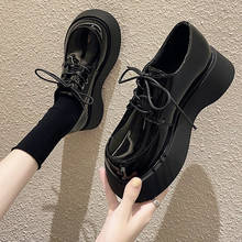 Fashion New Ladies Lolita Shoes Summer Thick-soled PU Leather Retro Round Toe Harajuku Shoes British Style Simple Casual Shoes 2024 - buy cheap