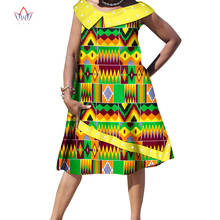 Vestido de algodão com estampa africana, vestido da moda vestido africano para mulheres bazin rico vestido midi sem mangas wyelegante roupas de festa wy5049 2024 - compre barato