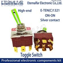 12 мм E-TEN1321 высококачественный серебристый контактный тумблер DPDT 16 А 250 В переменного тока ON-ON 6pin ручка сброс тумблер переключатель водонепроницаемый 2024 - купить недорого