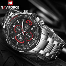 NAVIFORCE Men Watch Sport Man Wristwatch Top Brand Luxury Silver Military Chronograph Stainless Steel Quartz Male Clock 8017 2024 - buy cheap