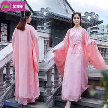 Vestido de Hanfu elegante para mujer, traje de baile tradicional chino antiguo, bordado de hadas, de escenario, Retro, de la década de Tang 2024 - compra barato