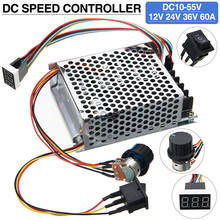 Controlador de velocidade do motor interruptor reversível, controlador de velocidade do motor dc 10-55/12/24/36v 60a pwm 2024 - compre barato