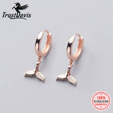 Trusta Genuine Fashion 925 Sterling Silver Mermaid Tail Dazzling CZ Hoop Earring For Women Sterling-silver-jewelry Gift DA554 2024 - buy cheap