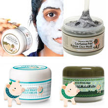 Máscara facial elástico 100g, porquinho com bolhas de argila, verde, colágeno, máscara de brilho coreana 2024 - compre barato