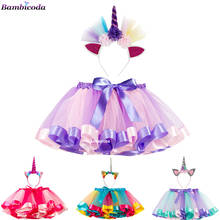 Bebê meninas tutu saia pettiskirt fofo crianças arco-íris tule saias para festa de dança ano novo traje princesa roupas da menina 2024 - compre barato