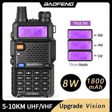 Baofeng-rádio de comunicação uhf e vhf, walkie talkie poderoso 8w, alta potência, uv5r8 w, cb, estação de rádio, banda dupla, uv, 5r, 8w, dois sentidos 2024 - compre barato