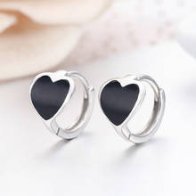 Cute Black Peach Heart 925 Sterling Silver Loops Small Huggie Hoop Earrings For Women Girls Kids Jewelry Aros Ohrringe Kolczyki 2024 - buy cheap