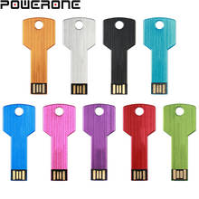 POWERONE-unidad flash USB con logotipo personalizado, pendrive de metal en forma de llave, 4GB, 8GB, 16GB, 32GB y 64GB 2024 - compra barato