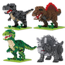 Dinossauro blocos de construção tyrannosaurus figura modelo triceratops mini partícula diamante montado micro tijolos com crianças brinquedo 2024 - compre barato