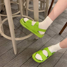 Sandálias femininas moda praia estilo coreano 2021 roma sandália feminina sapatos de verão com fivela plataforma 2024 - compre barato