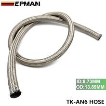 6 AN AN6 (8.73mm id) Braided Stainless Steel RUBBER Fuel Line Oil Hose 1M 3.3FT TK-AN6 hose, Oil Line / water hose, Stainless Steel Braided hose, cpe synthetic material Hose 2024 - buy cheap