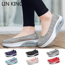 LIN KING New Plus Size Women Swing Shoes Breathable Lace Lazy Shoes Slip On Outdoor Casual Shoes Height Increase Ladies Loafers 2024 - buy cheap