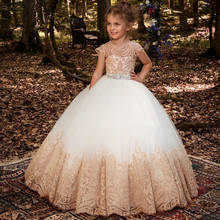 Vestido formal de dama de honra infantil, roupas para meninas, vestido retrô de renda, de princesa, para festa de casamento, 2021 2024 - compre barato
