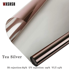 Privacy window film One Way Mirror Perspective UV-Prevention Vinyl Self-Adhesive Removable Stained mirror film Tea And Silver 2024 - buy cheap