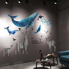 [SHIJUEHEZI] Cartoon Whales Wall Stickers DIY Deer Animal Mural Decals for House Kids Rooms Baby Bedroom Wardrobe Decoration 2024 - buy cheap
