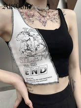 InsGirl-ropa de calle Punk para mujer, chaleco con estampado divertido Y2K de retales sin mangas, ajustado, gótico oscuro, Sexy, informal, combina con todo, camiseta sin mangas para mujer 2024 - compra barato