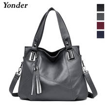Yonder shoulder bag women Genuine Leather handbags ladies crossbody bag fashion hobo bag tassel messenger female high quality 2024 - buy cheap