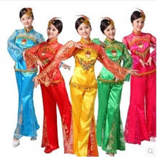 women Folk Dance Costume Fan Dance costumes Plus Size 3xl,chinese Ancient Traditional Dress,Chinese Yangko stage Dancing clothes 2024 - buy cheap