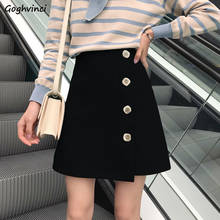 Skirts Women Black Trendy Harajuku Casual Button A-Line Mini 3XL Thick Korean Style Fashion Vintage Feminina Daily New Winter 2024 - buy cheap