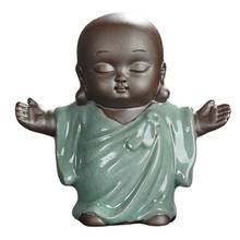 Ge Kiln Qin Chess Painting Maitreya Buddha Figurines GEYAO Little Buddhist monk Ceramic Tea Set Open Tablet Tea Favourite 2024 - buy cheap