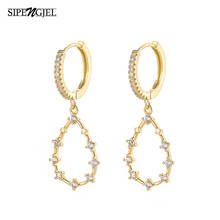 SIPENGJELFashion-pendientes de aro de circonia cúbica para mujer, aretes de líneas huecas exquisitas y simples, joyería de moda 2021 2024 - compra barato